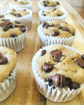 Muffins de avena y plátano con chispas de chocolate