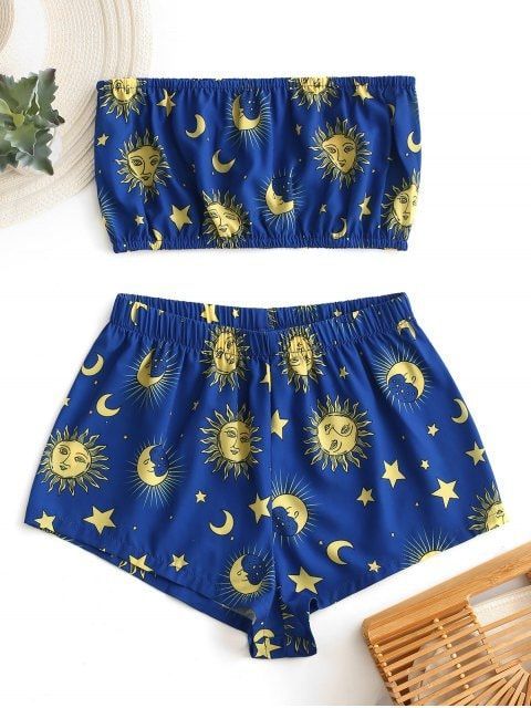 Fashion Conjunto De Calções De Sol E Da Lua Estrela