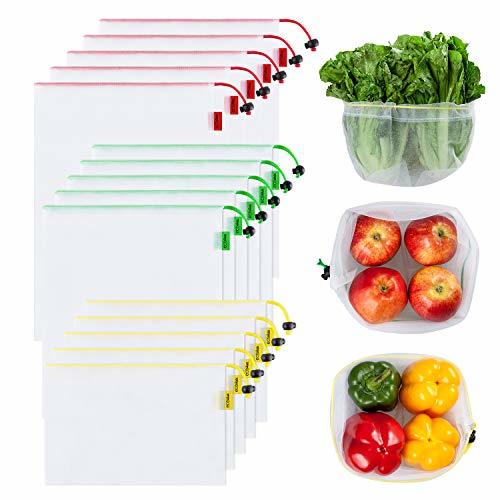 Home YIHONG 15PCS Bolsas Reutilizables Compra Ecológicas Bolsas Fruta Reutilizables para Almacenamiento Verduras