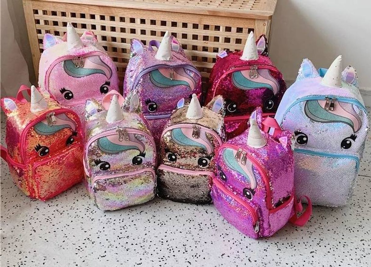 Moda Mochila unicórnio, em paetê.