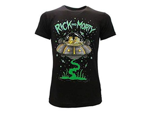 Fashion UK – Rick and Morty Nave espacial láser Espacio – Camiseta original oficial Negro
 XL