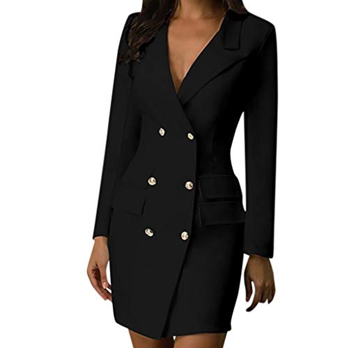 Social Fossen MuRope Vestidos Mujer Invierno Fiesta con Botones de Doble Fila -