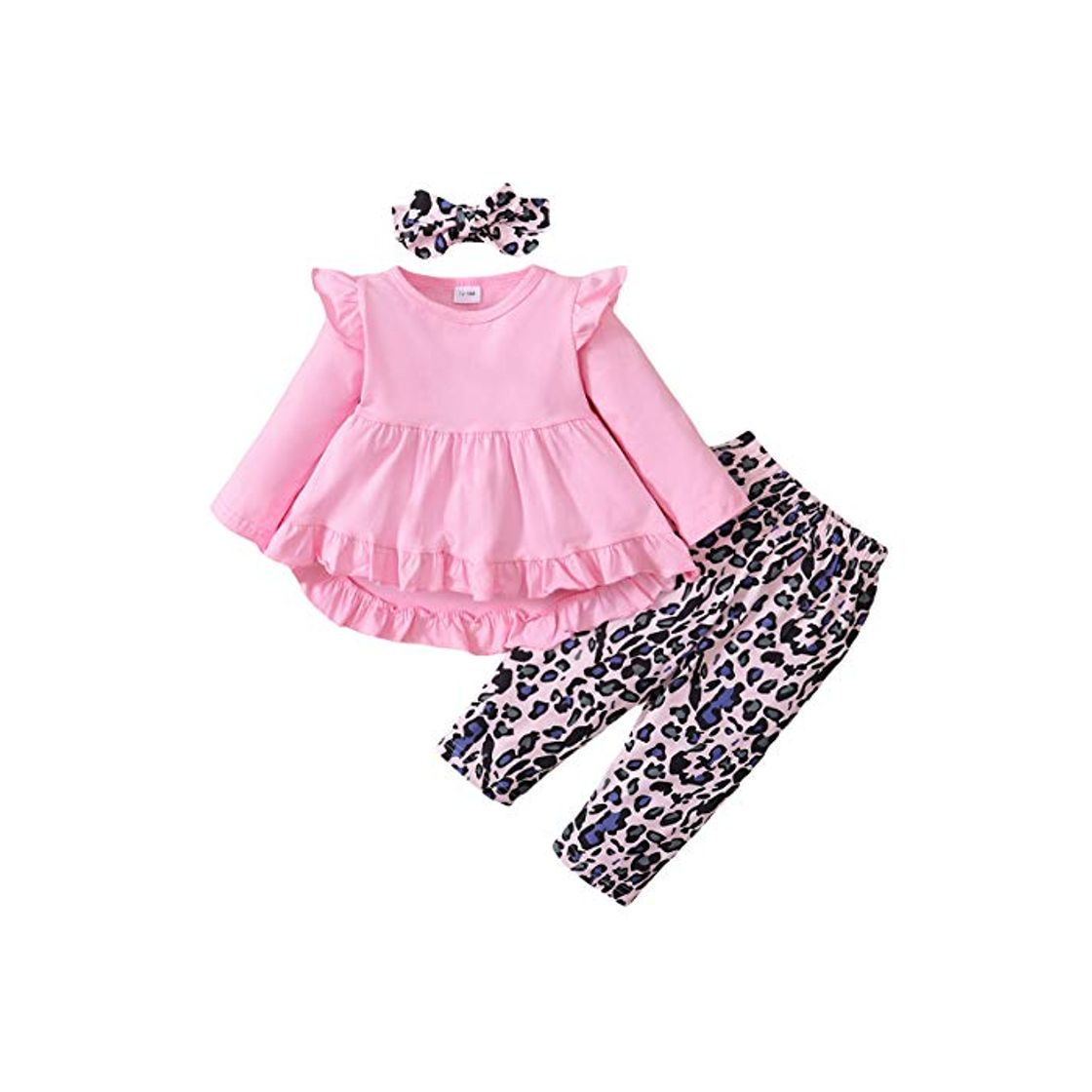 Fashion Conjunto de Roupas de Bebé Meninas Infantis, Top de Manga Comprida Franzido