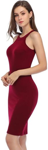 KOJOOIN Elegante Slim Sin Mangas Fiesta Vestido para Mujer Vestidos Ajustados Mujer