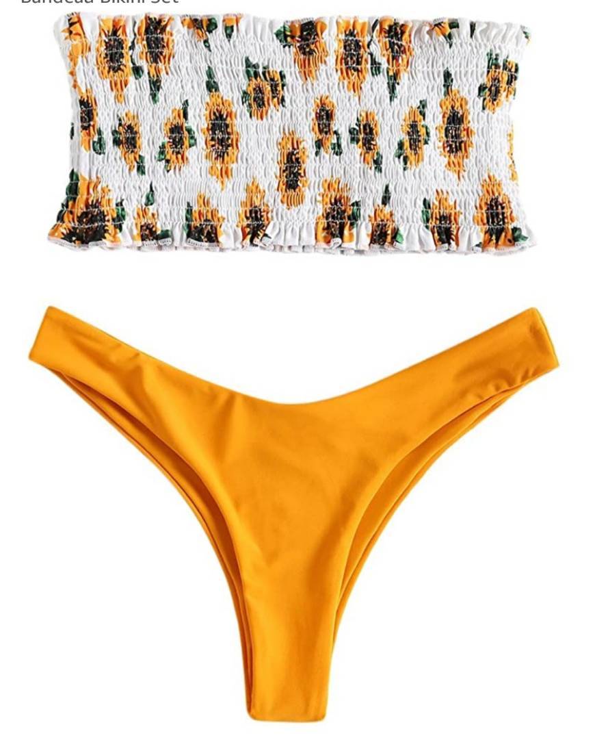 Moda Bikini amarelo com flores