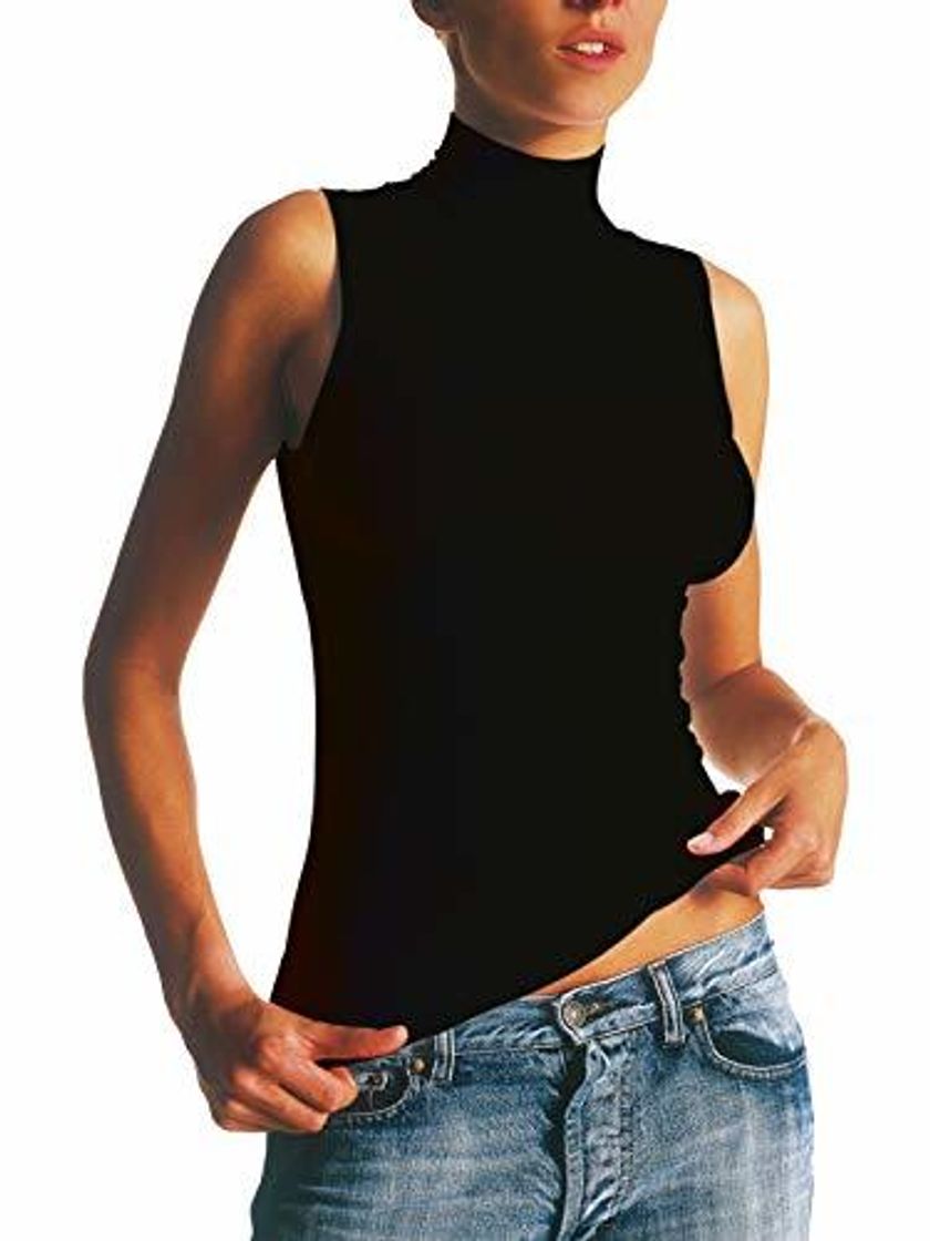 Productos SENSI' Camiseta Cuelo Alto Mujer Microfibra antibacteriana Transpirante Sin Costuras Seamless