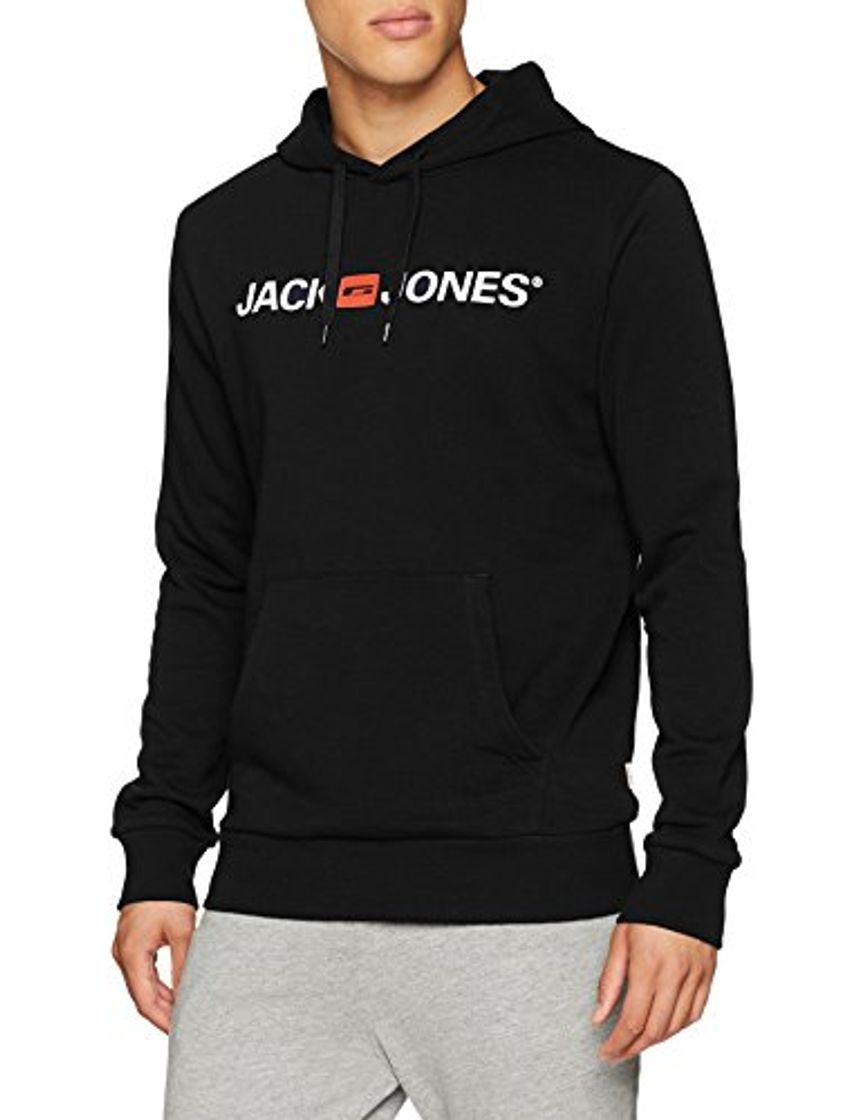 Moda JACK & JONES Jjecorp Logo Sweat Hood Noos Capucha, Negro