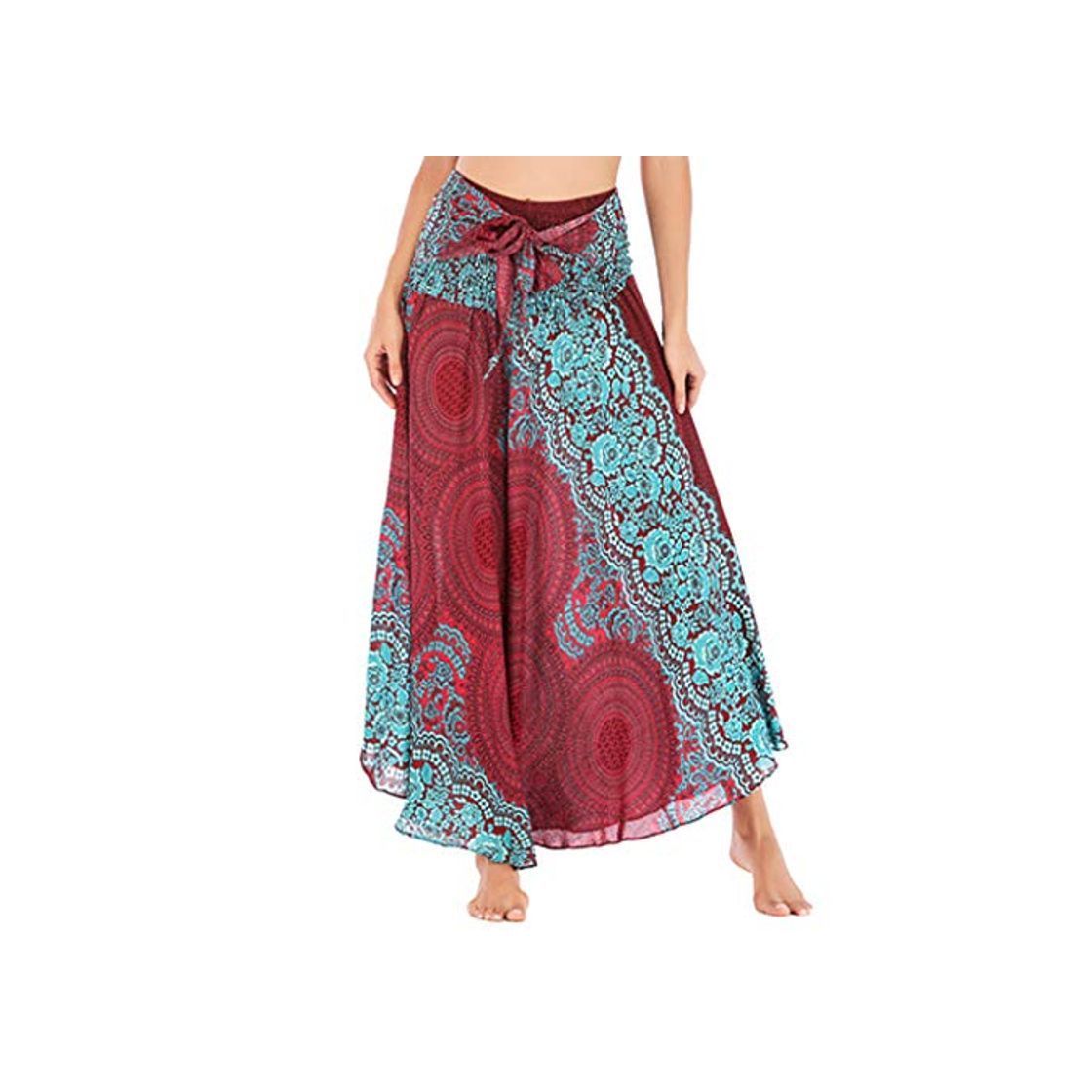 Product Rawdah_Faldas Mujer Largas Elegantes Faldas Mujer Cortas Verano Fiesta Originales Mujer Hippie Bohemia Gitana Boho Flores Elástico Cintura Floral Halter Falda