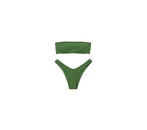 ZAFUL Bikini Set con Relleno Bandeau con Tirantes Finos Color Liso para