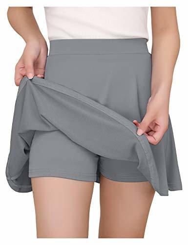 YOYAKER Falda Mujer Short Cortos Elástica Básica Patinador Multifuncional con Pantalones Cortos