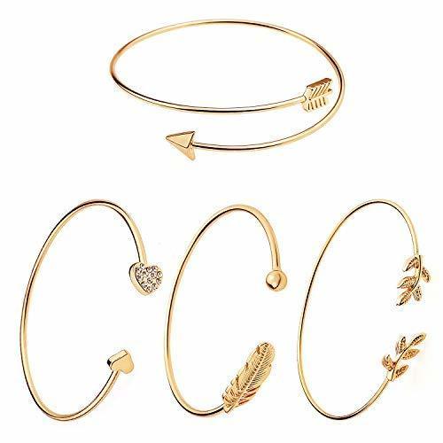 Moda suyi 4 Piezas Brazalete Ajustable Brazalete de Alambre Abierto Conjunto de Brazalete