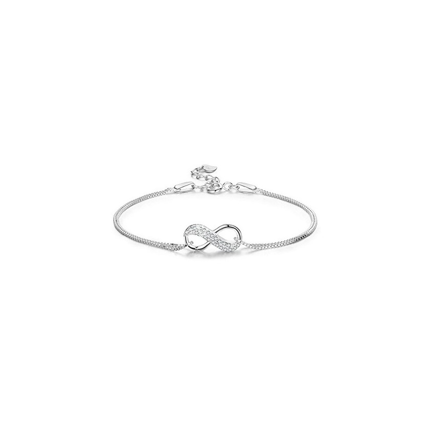 Moda LDUDU Pulsera Mujer Símbolo Amor Infinito Pulsera Plata 925 Regalo para Navidad