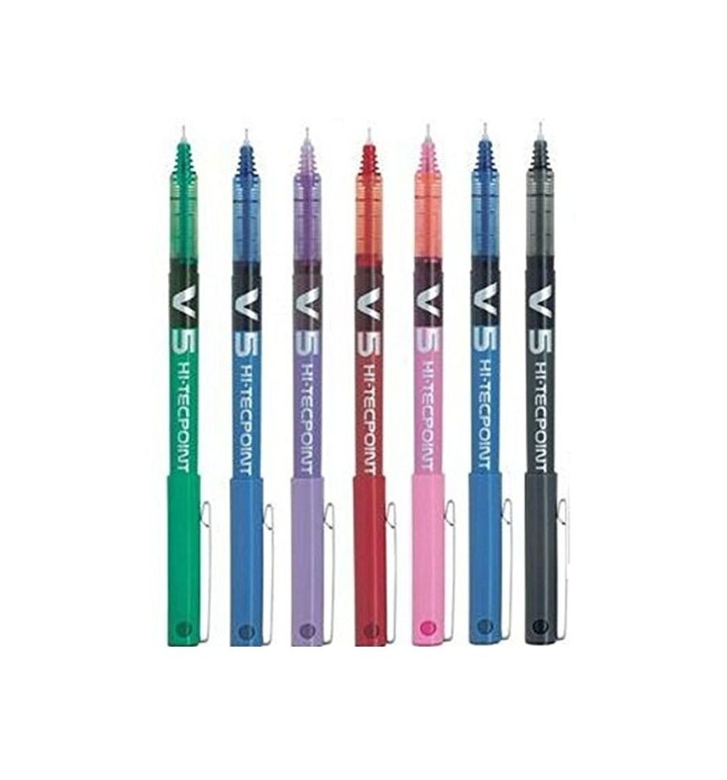 Social Pack de 7 Bolígrafos Pilot BX V5 Varios Colores - Bolígrafo Extra Fino Hi-Tecpoint con Punta 0.5mm