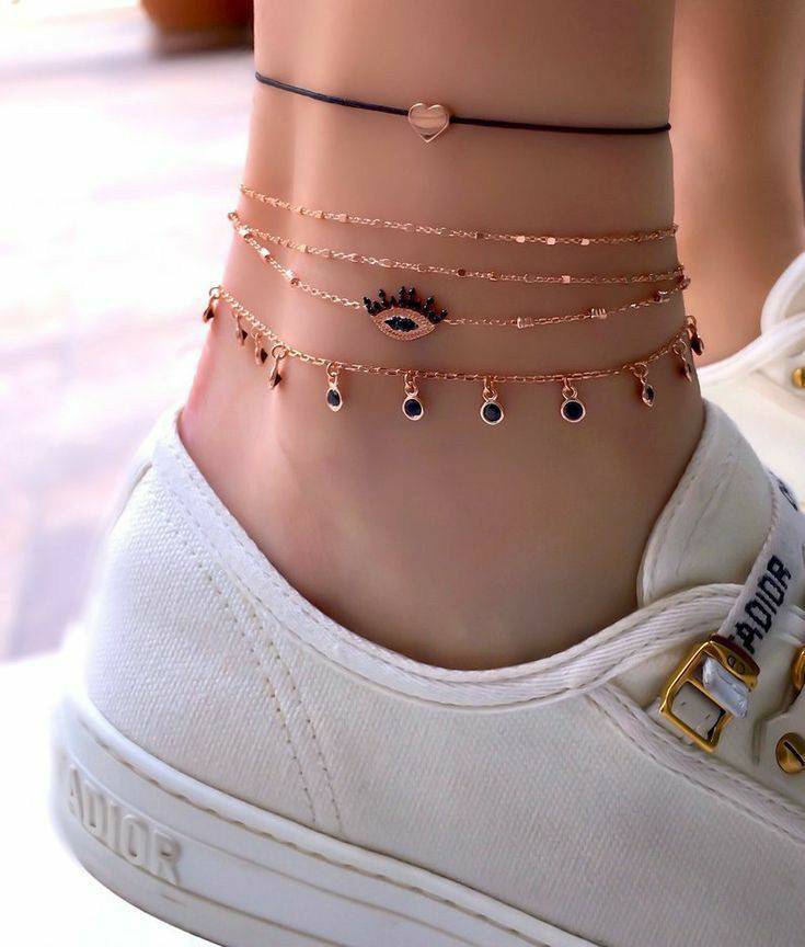 Social Eye AnKlet Black Cubic Zirconio 925 Silver Rose Gold Plated