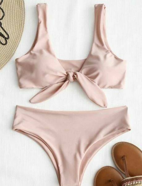 Moda Pink Knot Bikini Bathing Suit