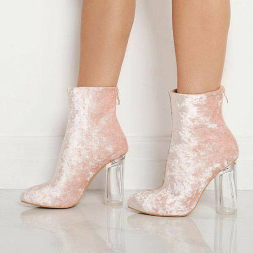 Pink  velvet prespex  Hill boots 