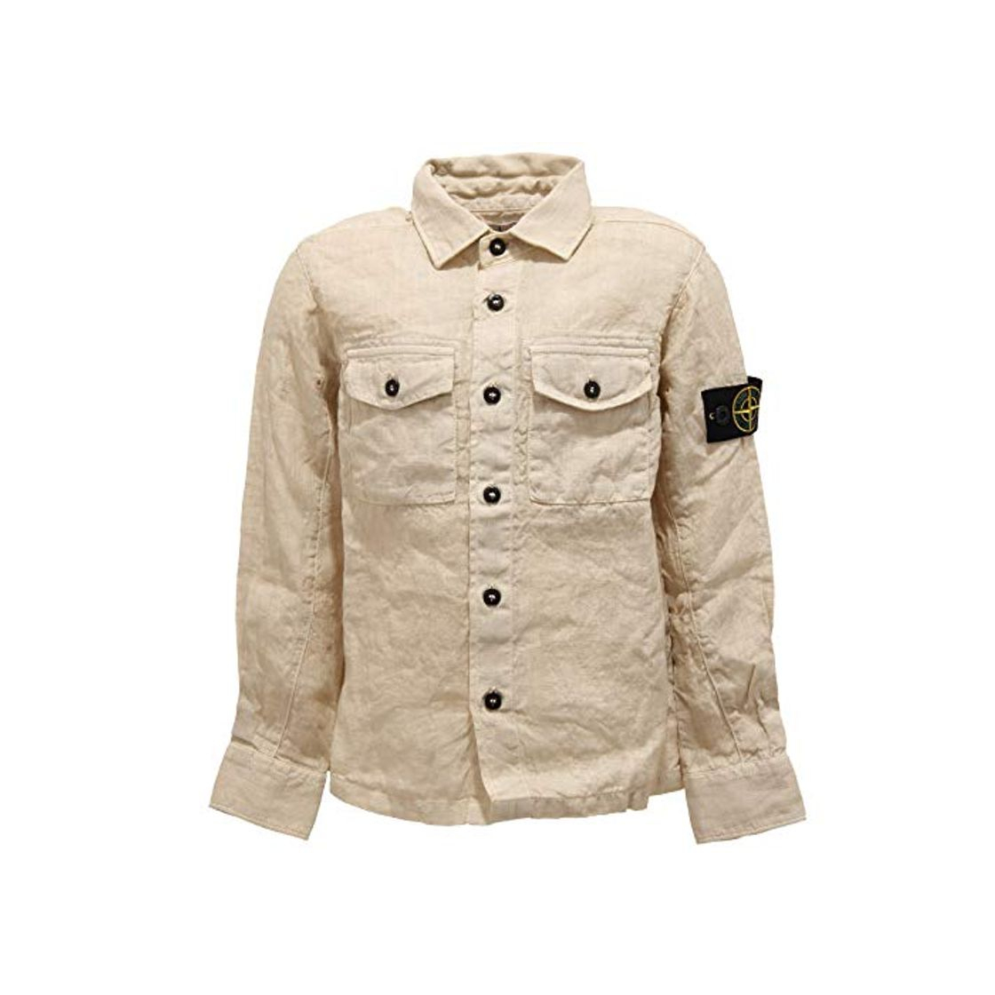 Fashion Stone Island 7293Y Camicia Bimbo Boy Junior Uneven Aspect Beige Linen Shirt [6 Years]