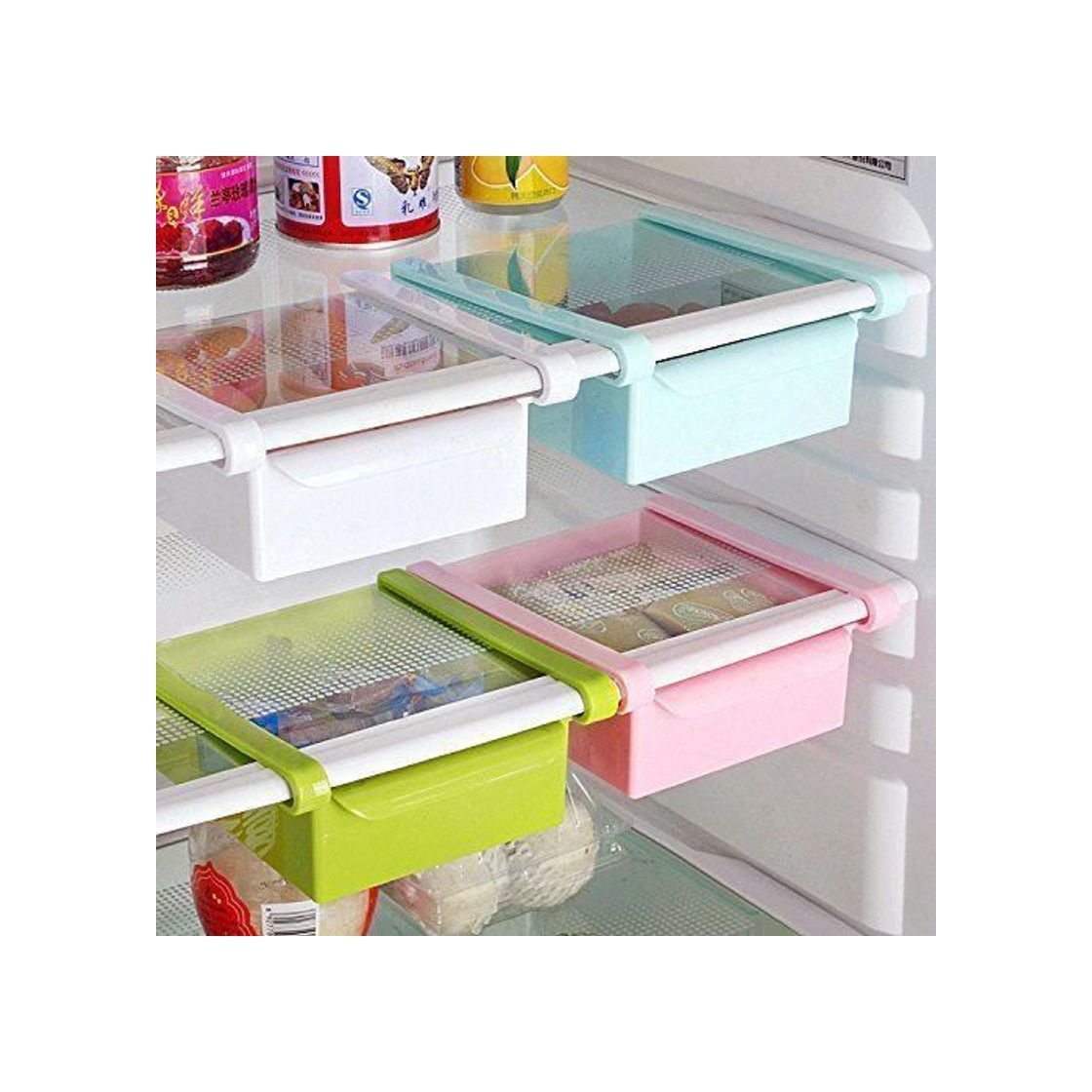 Social Bluelover Cocina Plástico Nevera Nevera Rack de almacenamiento Congelador Estante Holder Cocina