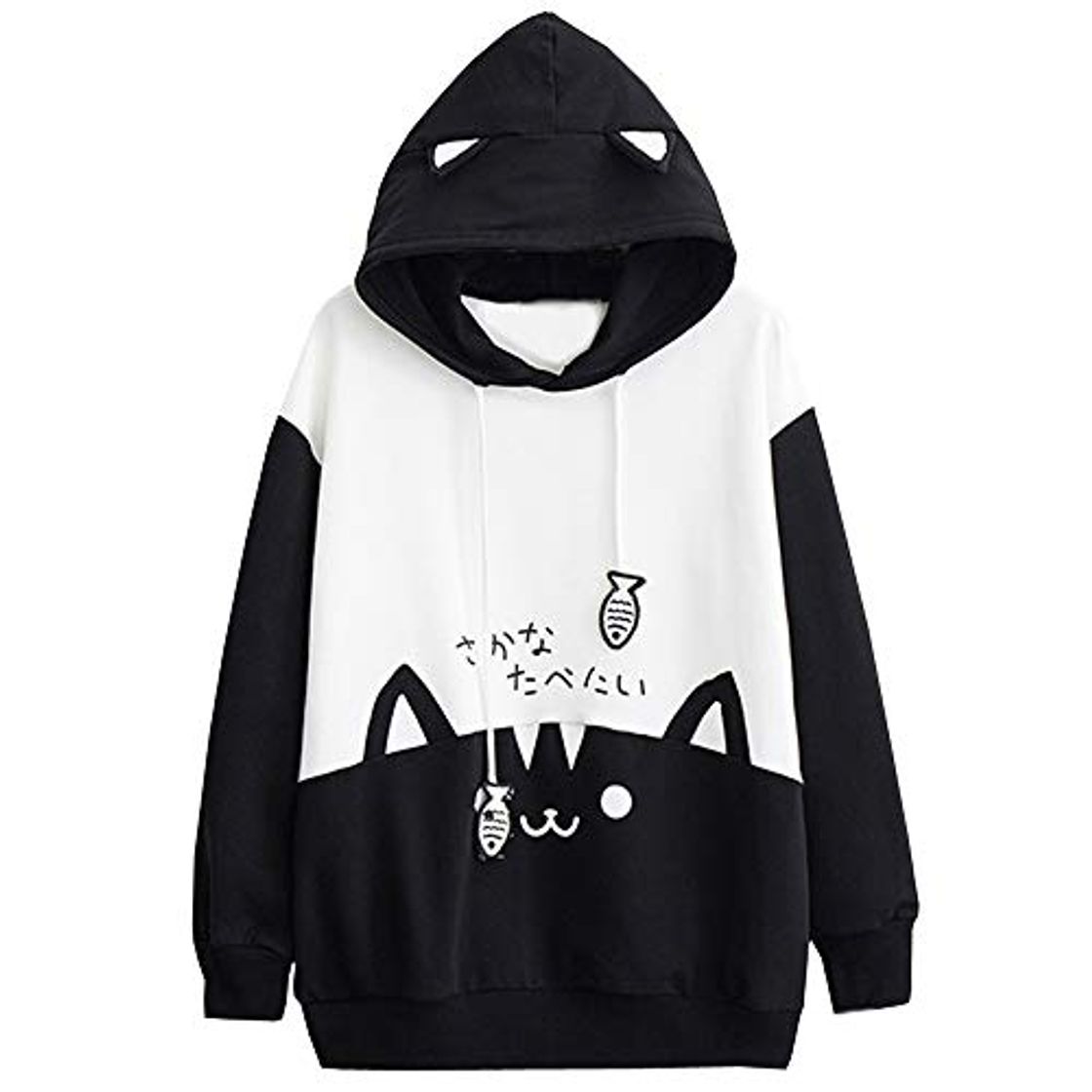 Moda Lenfesh Sudadera con Orejas de Gato Casual Manga Larga Kawaii Sudaderas Adolescentes Chicas Tumblr Blusa Top Camisa