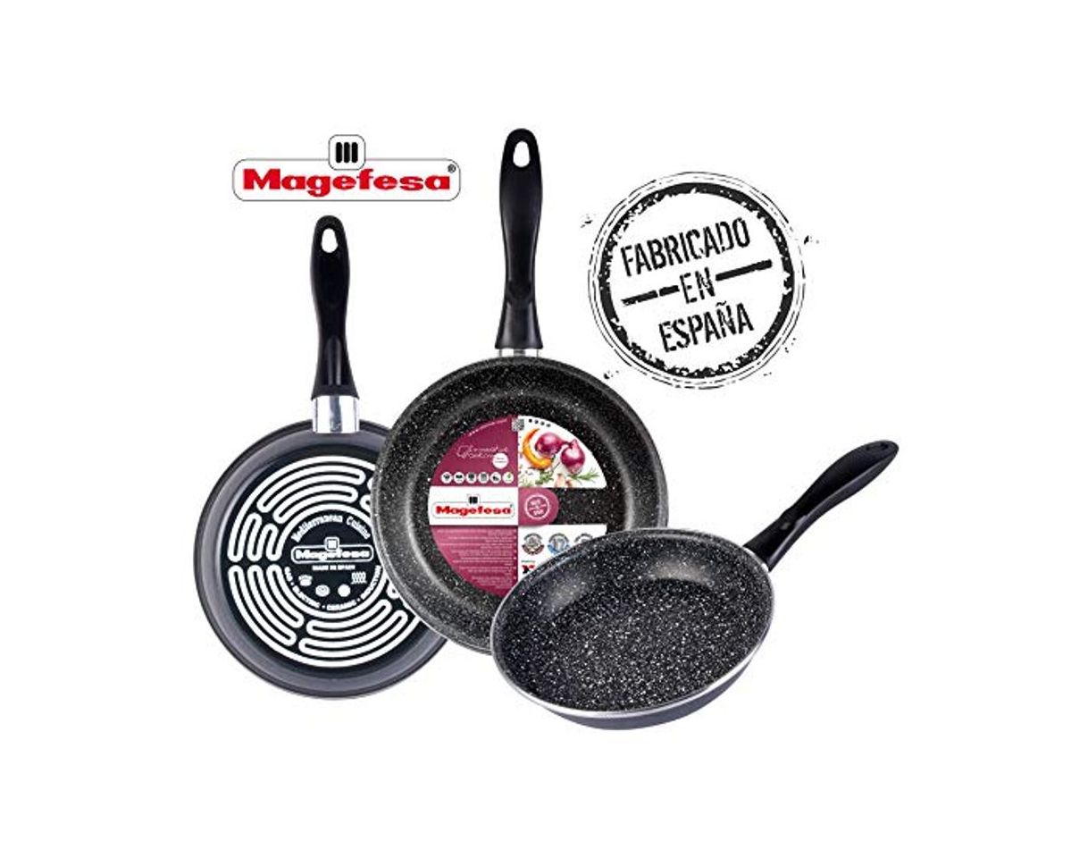 Social Magefesa K2 Gransasso Juego De Sartenes, Acero esmaltado, Gris Marengo, 18