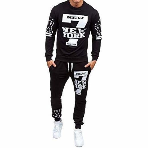 DEELIN Moda De Los Hombres Casual New York Printed Jersey Sudadera con