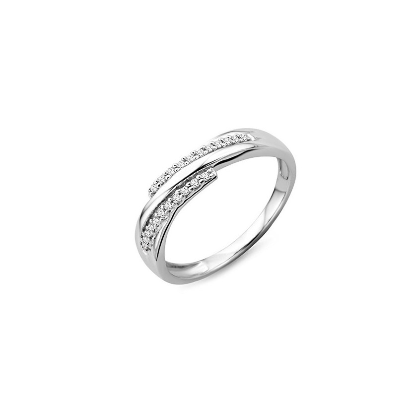 Social Miore SA924R4 - Anillo de oro blanco de 9 quilates con diamante