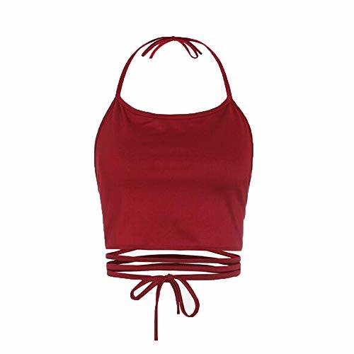 Producto HNKPWY Chaleco Sin Espalda Sin Mangas Halter Tank Tops Mujer Blusa Camiseta