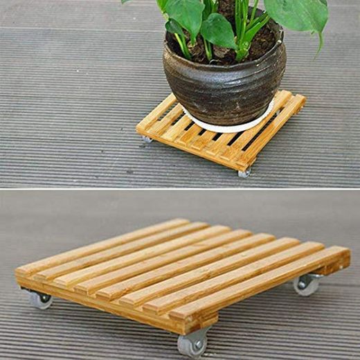 Carrito para Plantas de Madera para Trabajo Pesado con Rodillo