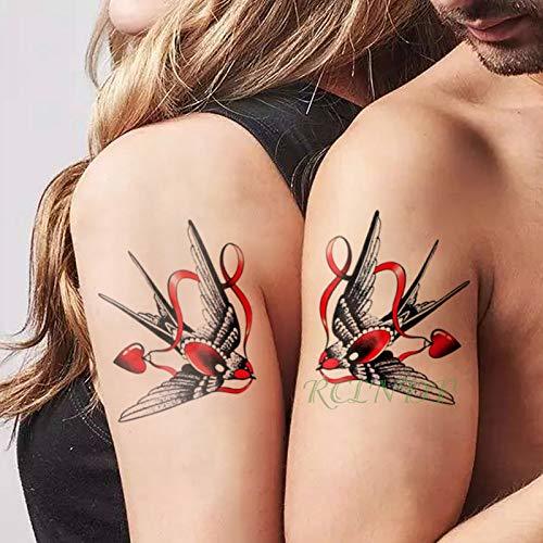 Social tzxdbh 3 Unids Impermeable Etiqueta Engomada del Tatuaje Temporal Pájaro Mosca Roja