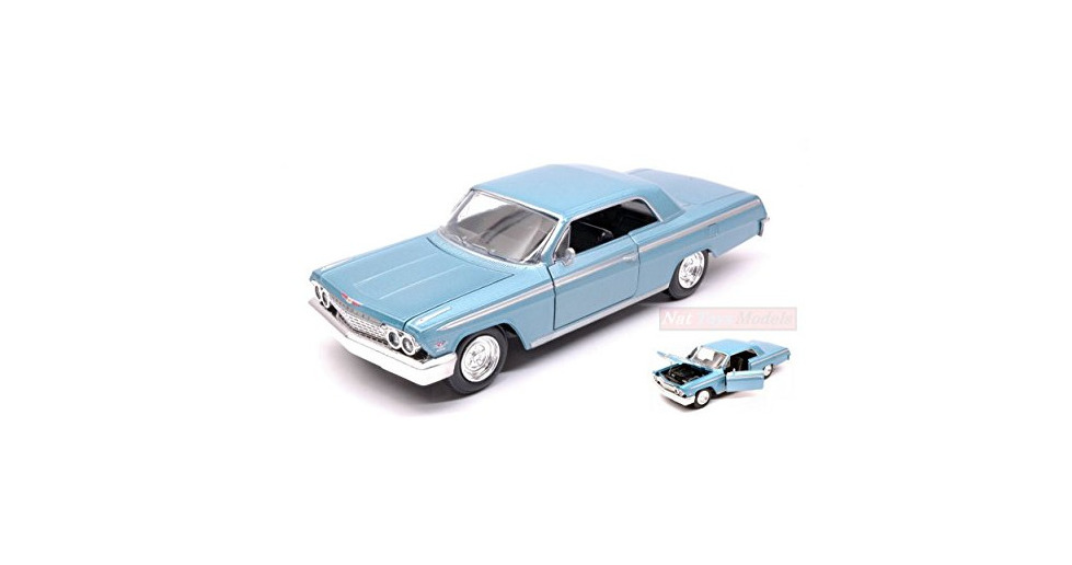 Product NEW RAY NY71843BL CHEVROLET IMPALA SS 1962 LIGHT BLUE METALLIC 1