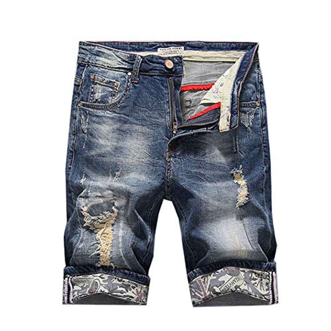 Moda Vaqueros para Jeans Pantalones Pantalones Vaqueros para Hombre Pantalones Cortos De Verano Slim Fit Stretchy Retro Frayed Distressed Ripped Denim Pantalones Pantalones Cortos Mascu