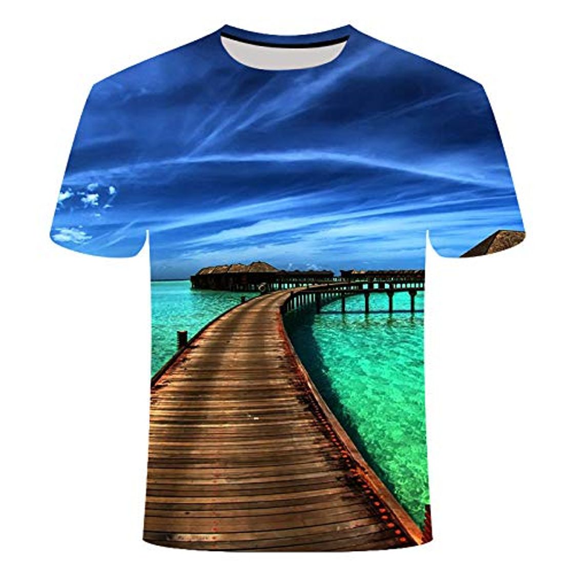 Social Roupas Masculinas E Femininas Masculina 3D Seaside Scenery Impressão Camiseta De Verão