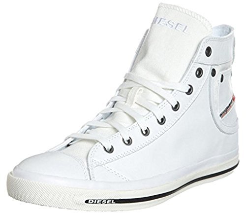 Products Diesel Exposure IV White Black New Womens Leather Hi Top Trainers Shoes