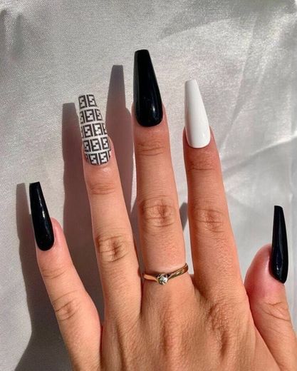 black & white nails