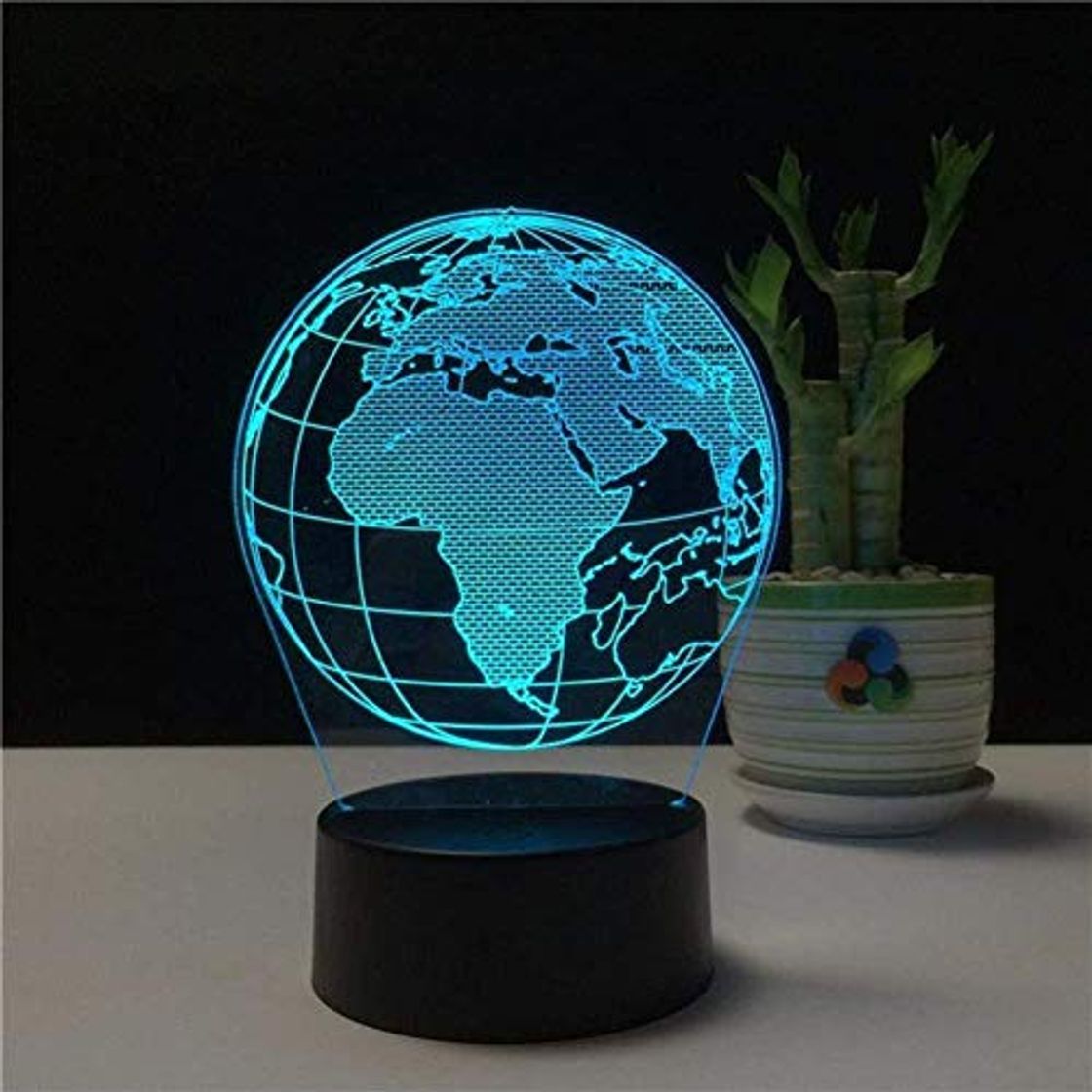 Social Luz de noche 3D Globo terráqueo Holograma 3D Acrílico Lámpara de dormitorio de noche de 7 colores Luz De LED Lámpara Luz de noche USB Decoracao Casa Lampka