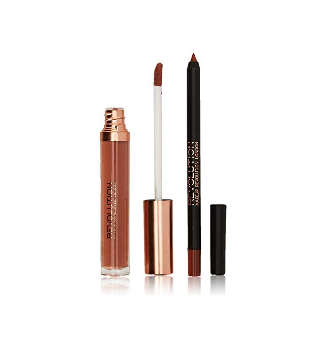 Makeup Revolution Retro Luxe Gloss Lip Kit Lip Pencil & Liquid Lipstick Noble Zestaw do makijażu ust