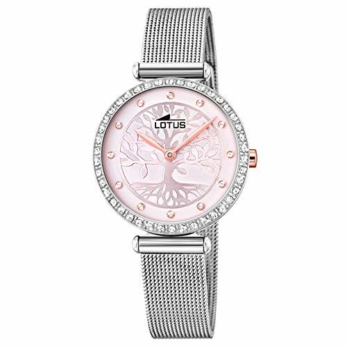 Social Lotus Reloj Analógico para Mujer de Cuarzo con Correa en Acero Inoxidable