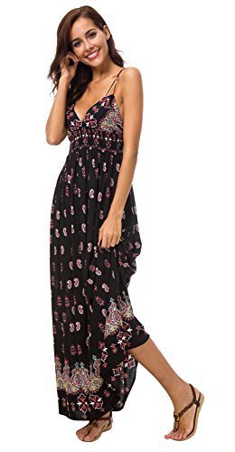 Place Urban GoCo Mujer Vestido Largo Maxi de Verano Elegante Boho Backless Sundress