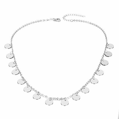 Social TUDUDU Moda Oro Lentejuelas Monedas Borla Gargantilla Collar para Mujeres Señoras Collar