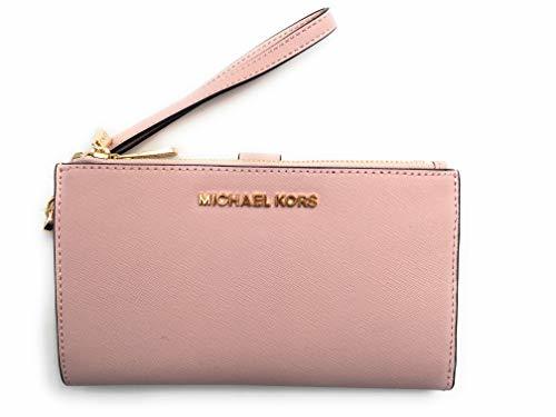Social Michael Kors Jet Set Travel Double Zip Saffiano Leather Wristlet Wallet