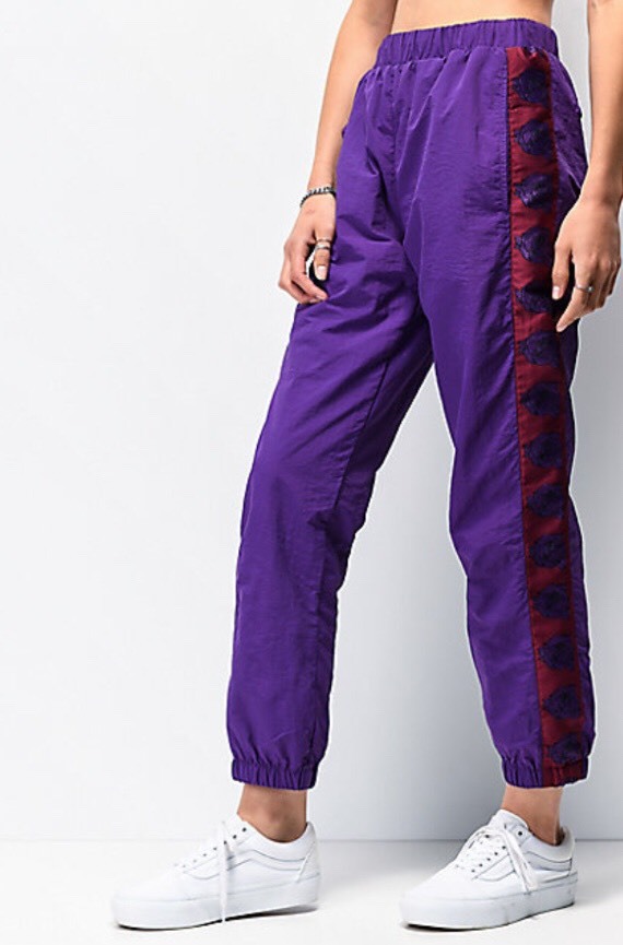 Social By Samii Ryan Romance Purple Crinkle Track Pants