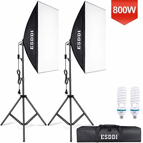 Electronic ESDDI Softbox Light Kit Studio Lighting Fotografia con 2 Bombilla de Foto