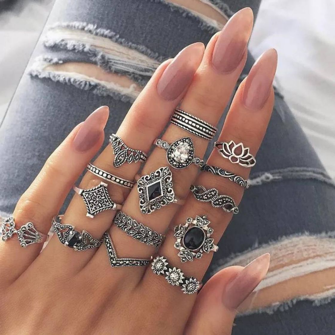 Social Set de anillos color plata