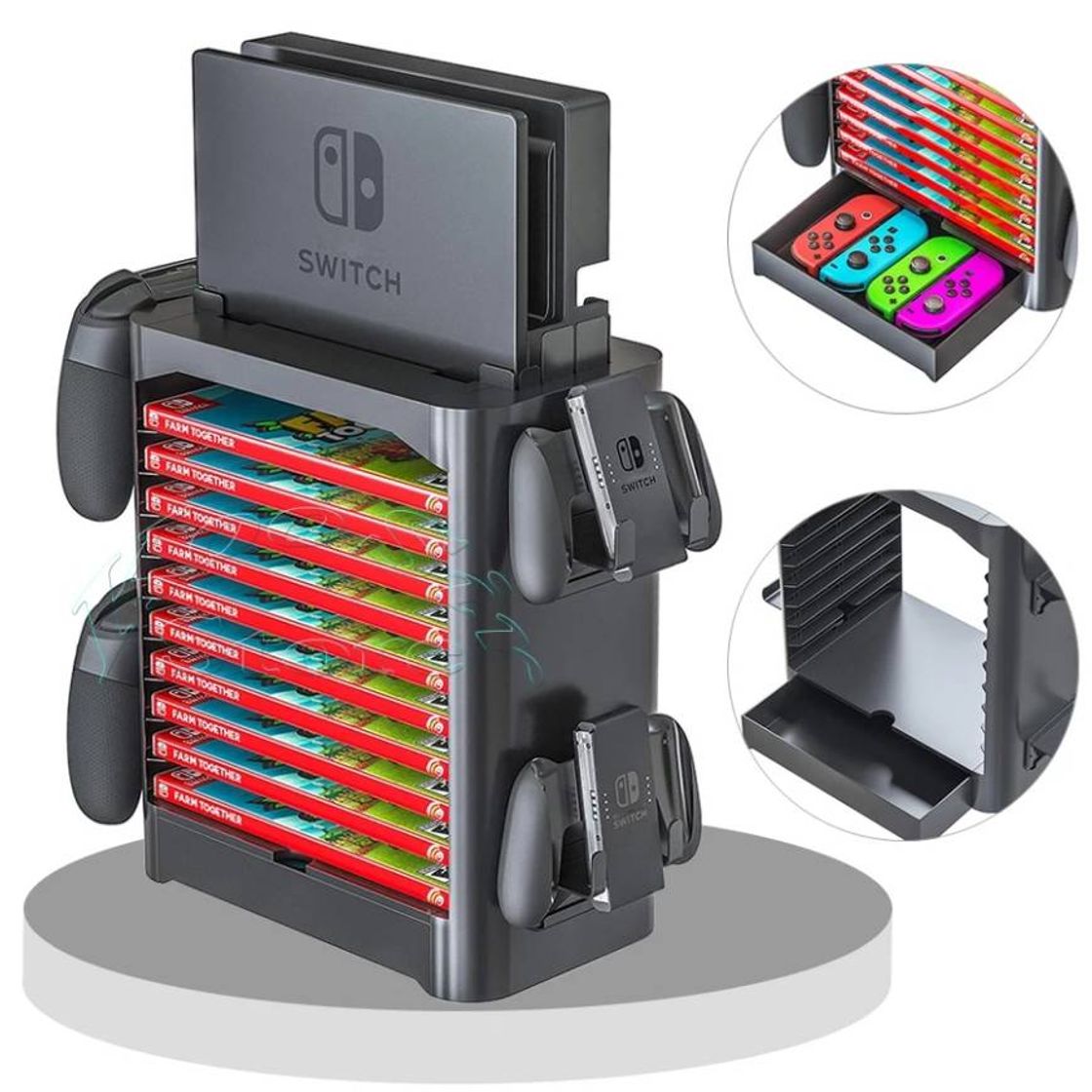 Moda Soporte de almacenamiento mandos y juegos de Nintendo Switch