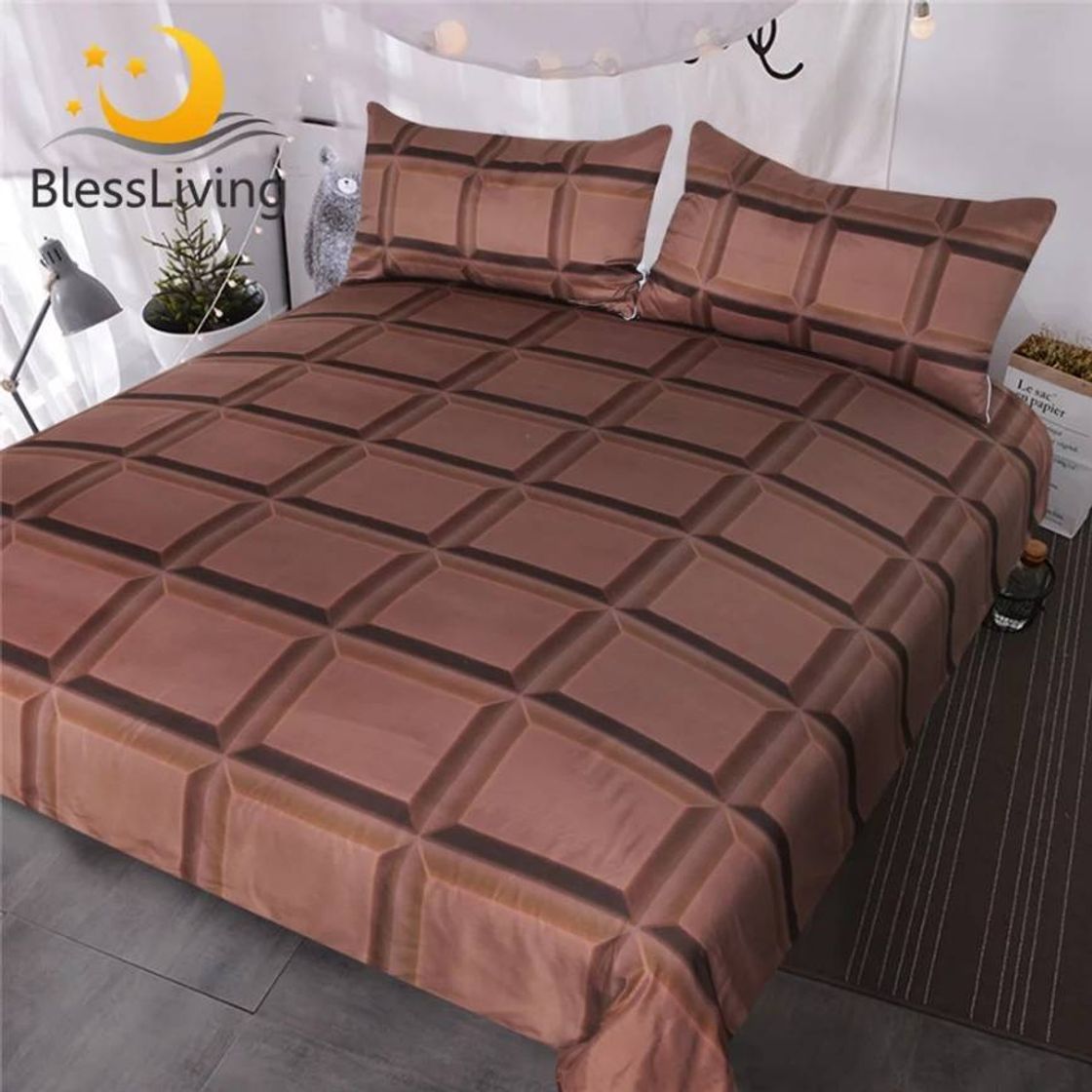 Moda Ropa de cama de 3 piezas de chocolate! 