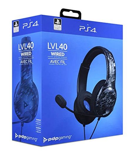 PDP - Auricular Stereo Gaming LVL40 Con Cable, Negro Camo