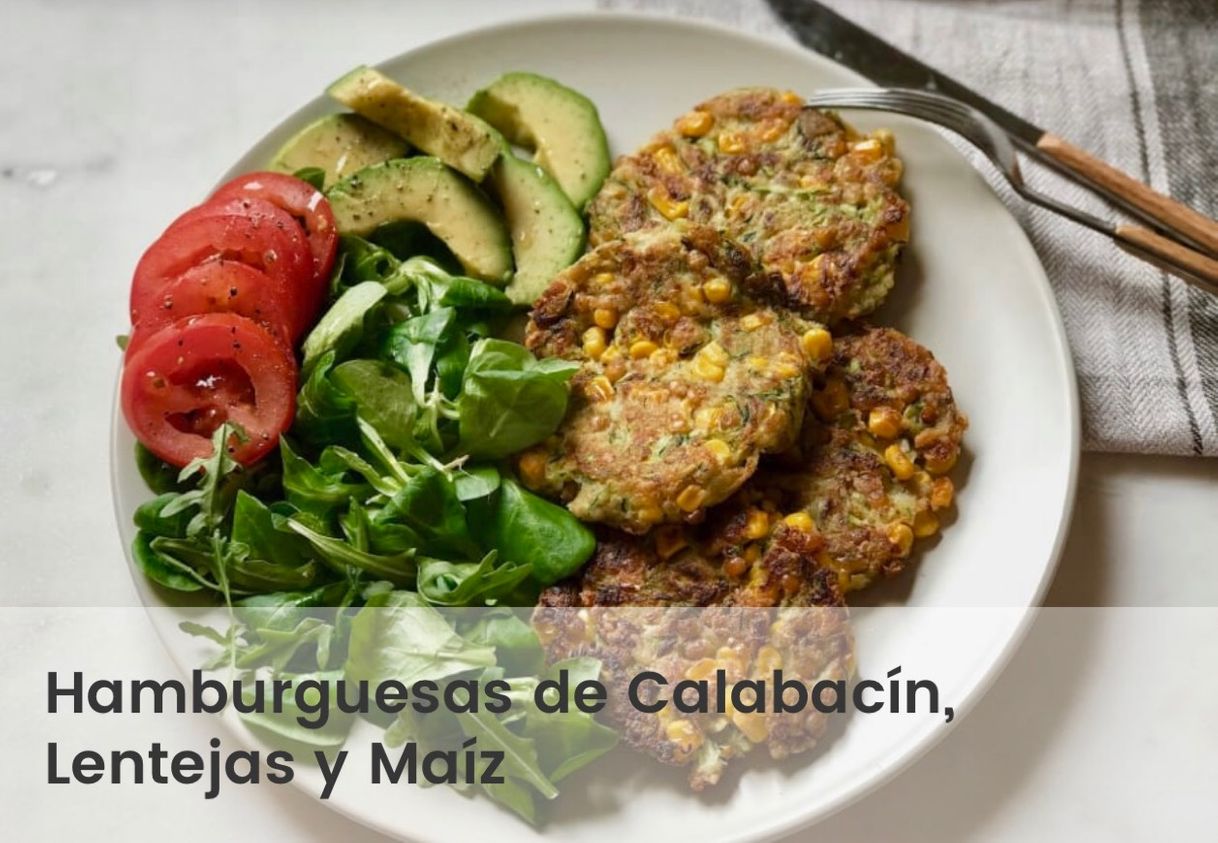 Moda Hamburguesa de calabacín, lentejas y maíz