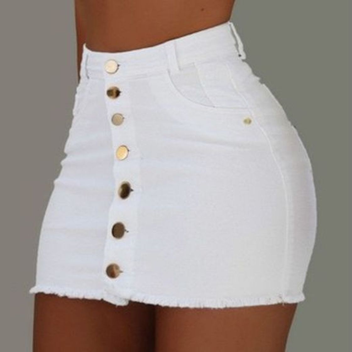 Moda Women Button Denim Jeans Bodycon Mini Skirts Strench High