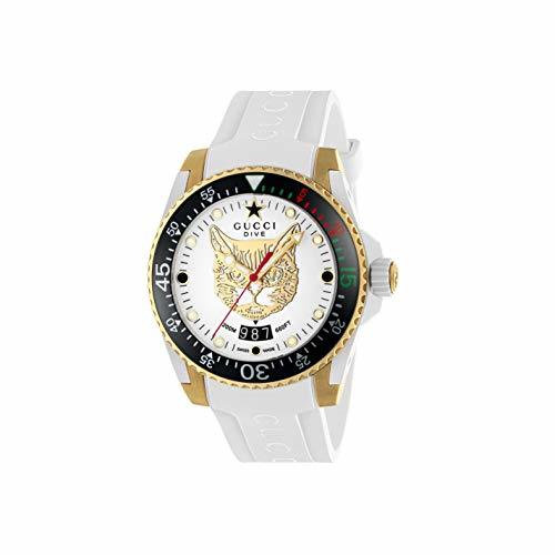 Social Gucci Reloj de Buceo cauuciu Carcasa Blanca con pvd con Oro Amarillo