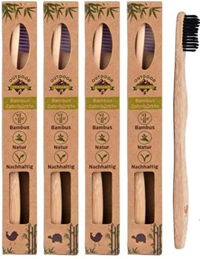 Set de 4 cepillos de dientes madera de Bambú